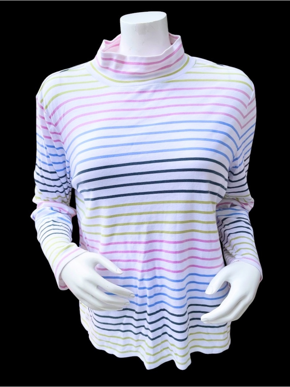 Croft & Barrow Multicolor Turtleneck Blouse Long Sleeve Striped  Size XXL